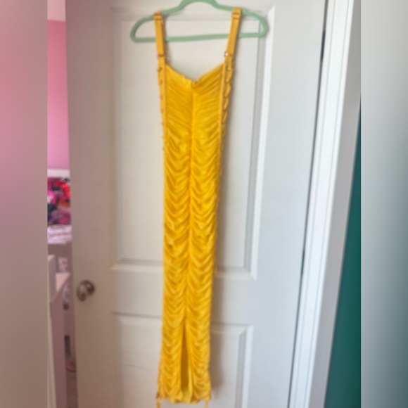 Hot Miami Styles Yellow Ruched Dress - Picture 5 of 5